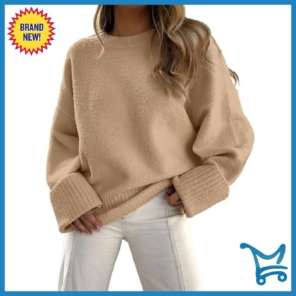 Oversized Fuzzy Knit Pullover Sweater - Chunky Long Sleeve Fall Casual - Picture 2 of 8